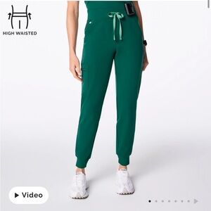 Figs Hunter Green High Waisted Zamora Joggers